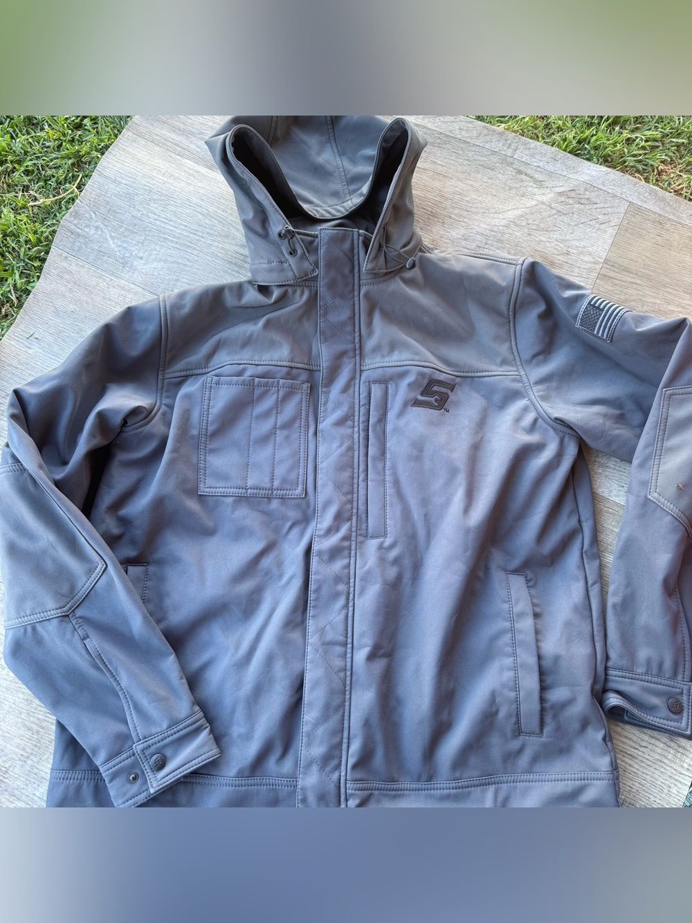 Snap-on Jacket Gray Hooded Work Jacket Full Zip Men’s Size Large Removable Hood